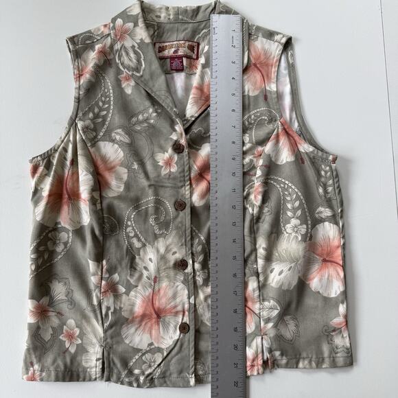 Vintage Caribbean Joe Rayon Floral Vest Women’s M Soft Butch Tropical Paisley - Picture 11 of 12